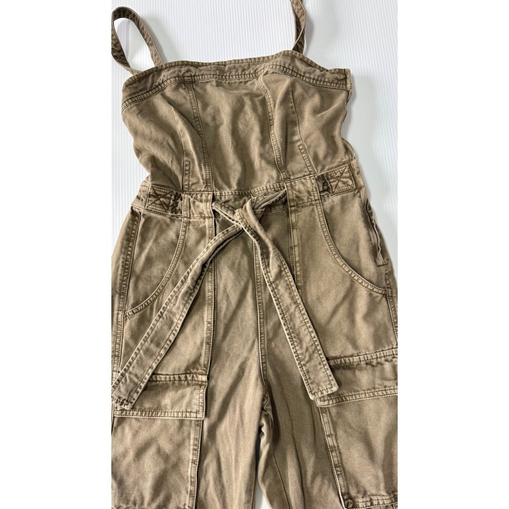 Free People Go West Utility Jumpsuit Womens XS Green Utility Cargo Belted OB1074
